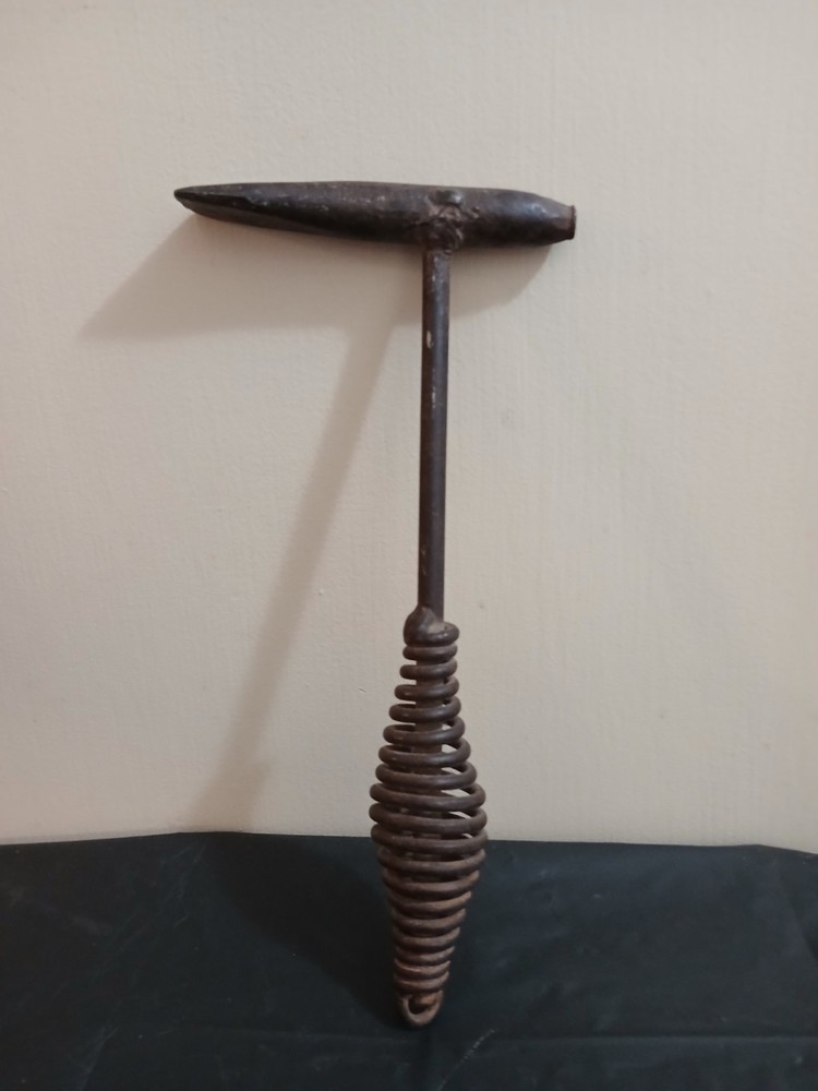 Vintage Iron Welding Hammer Chipping Tool with Coil Handle