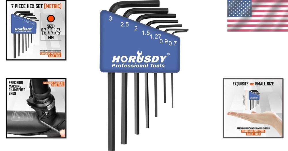7-Piece Mini Metric Hex Key Set – Durable Chrome Vanadium for Precision Work