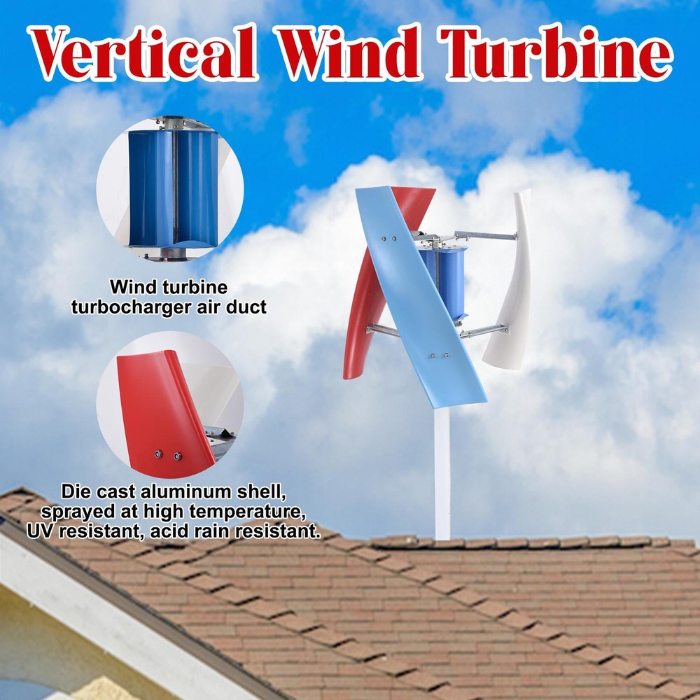 3000W Vertical Axis Wind Turbine Generator AC 12V Controller Home Windmill Kit-