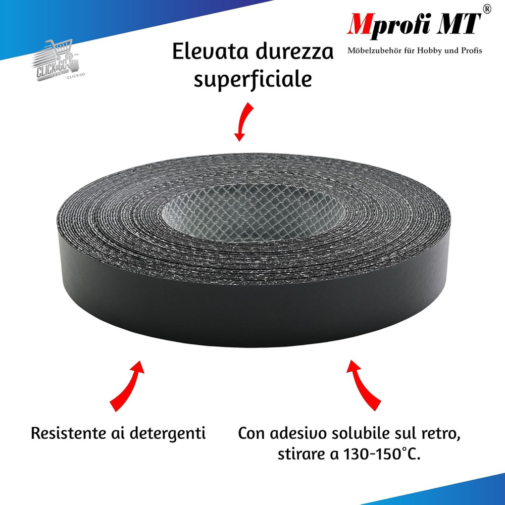 ® - Black Effect Edge | 60mm X 10M | Easy to Apply | Kitchen | Melamine