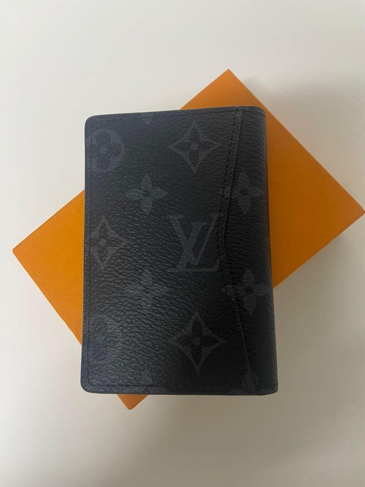 Louis Vuitton Pocket Organizer Monogram Eclipse LV Black Authentic