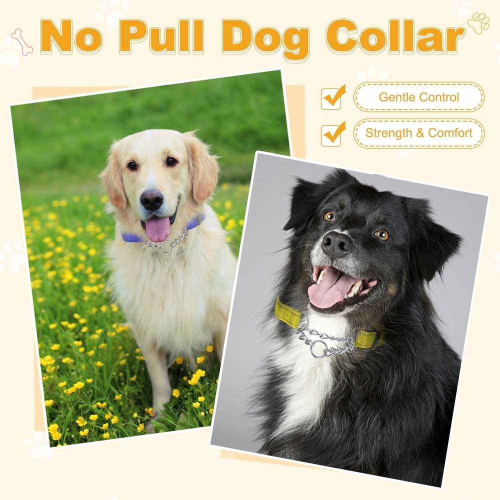 No Pull Collar for Dogs, Reflective Dog Chain Collars XL (Orange)