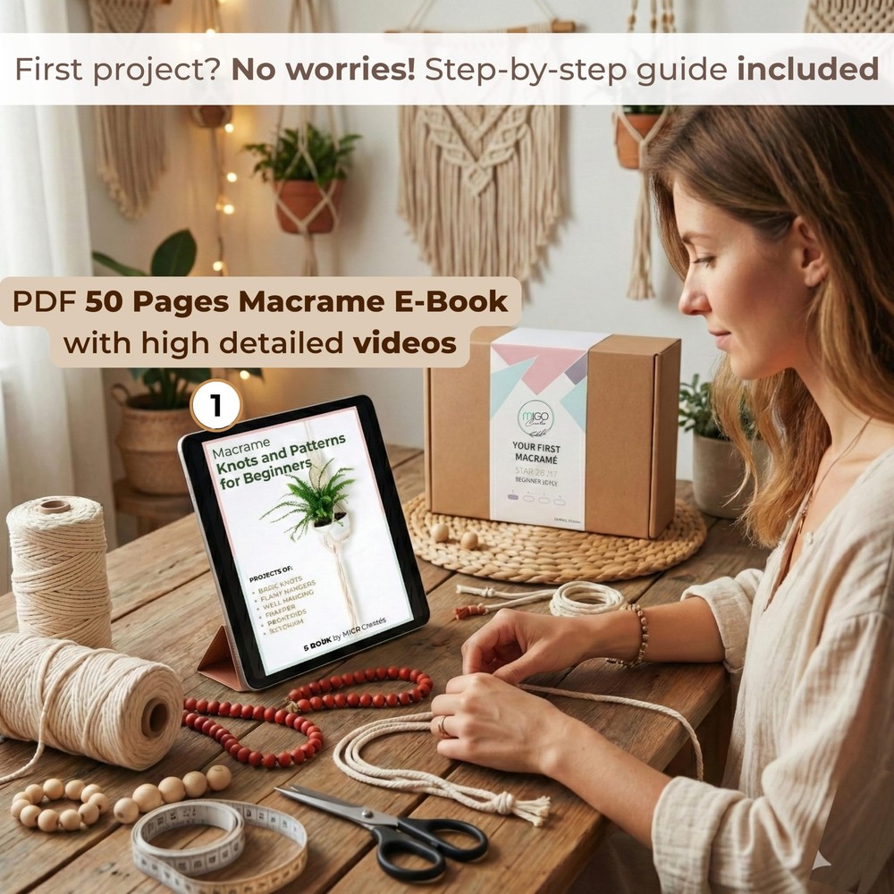 Macrame Kits for Adults Beginners with 126 Macrame Supplies and 7 Projects E-...