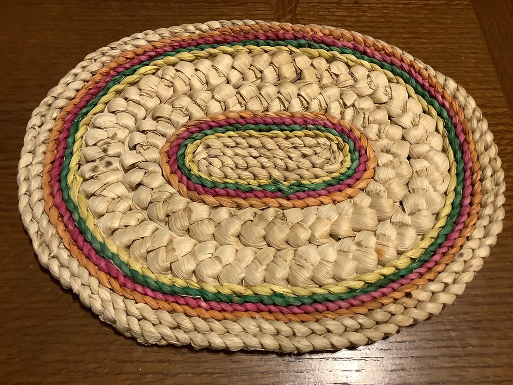 boho basket and mat set coiled vintage pink