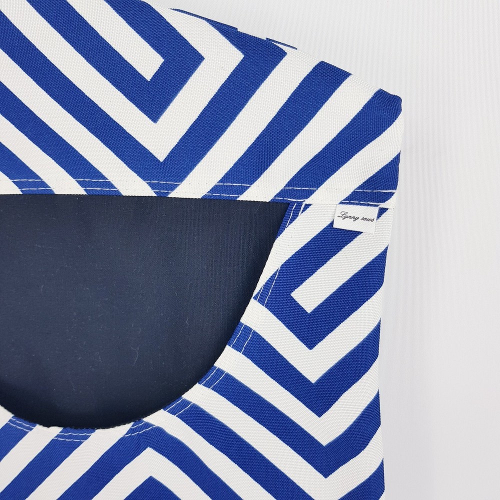 Peg Bag Handmade Navy Blue White Geometric Lined Laundry Clothes Peg Holder