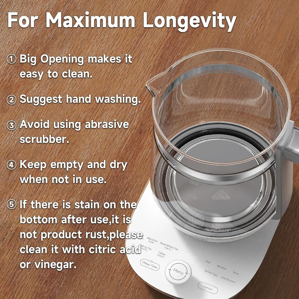 Hot Tea Coffee Maker Glass Electric Kettle With Tea Infuser Temperature Control