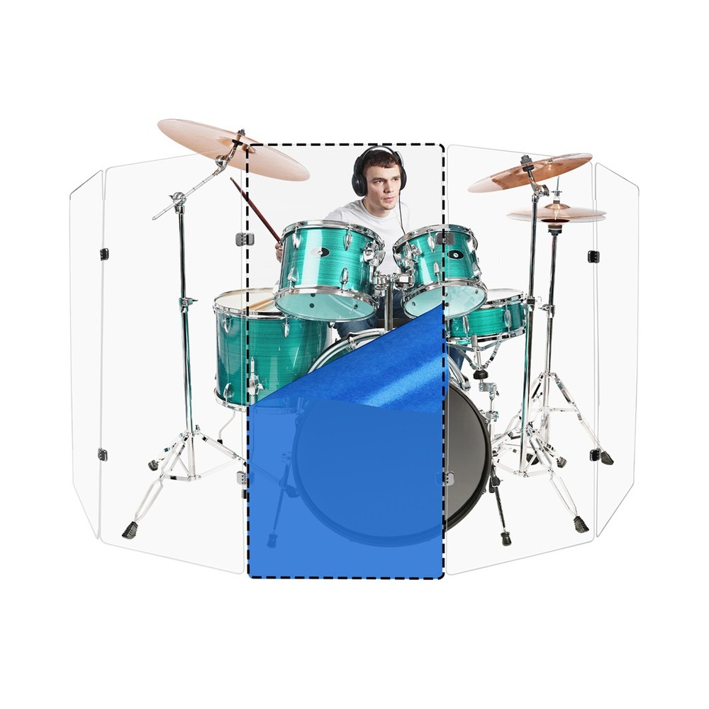 Acrylic Drum Shield one Single Panel 2' X 4' 1/4 inch Acrylic Chrome Hinges