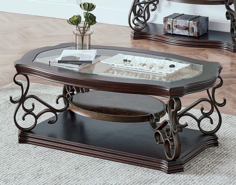 Console Table Glass Table Top Sofa Table End Table w/ Storage Shelf Living Room