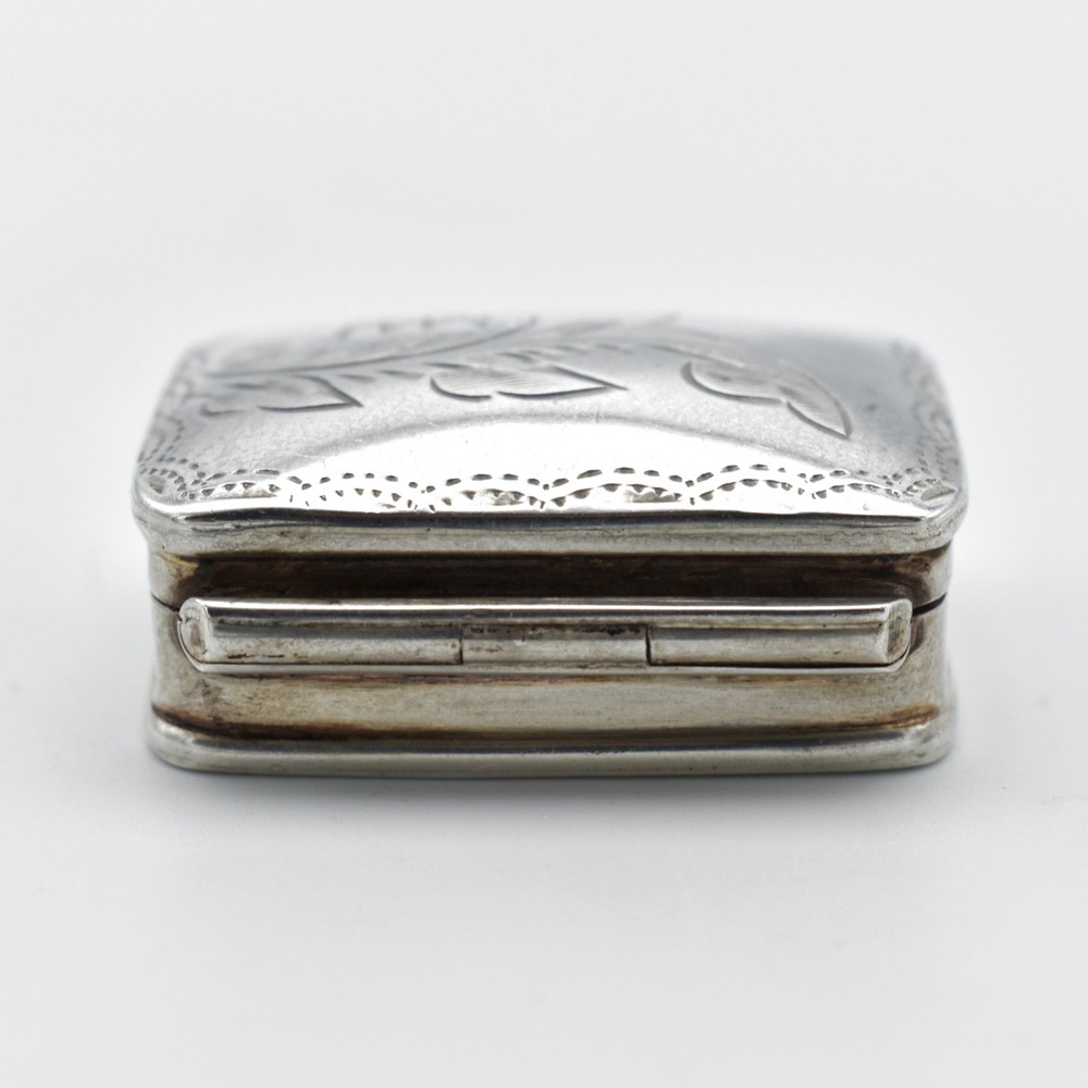 Vintage Solid Sterling Silver Pill Pot Box Engraved Hinged Lid 925 1991