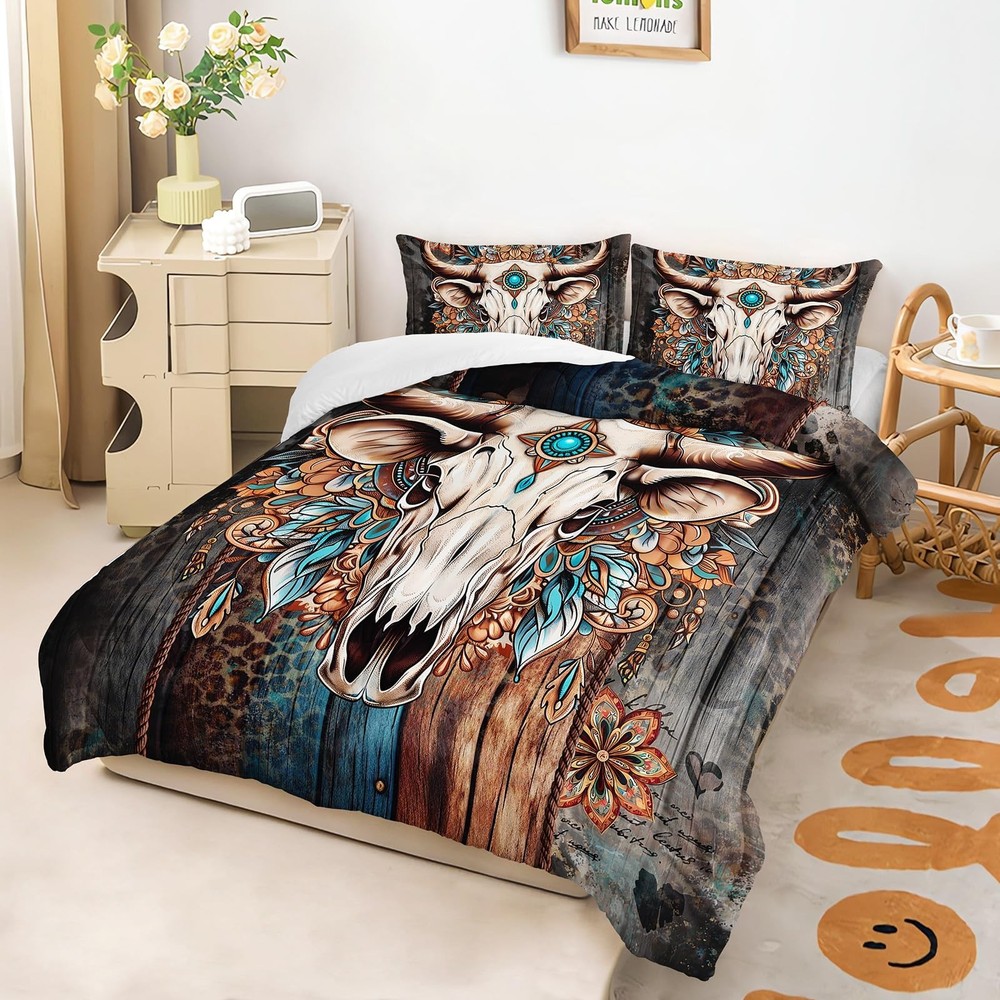 Western Boho Bedding Set Queen Size, Southwestern Bedding Set, Boho Aztec Com...
