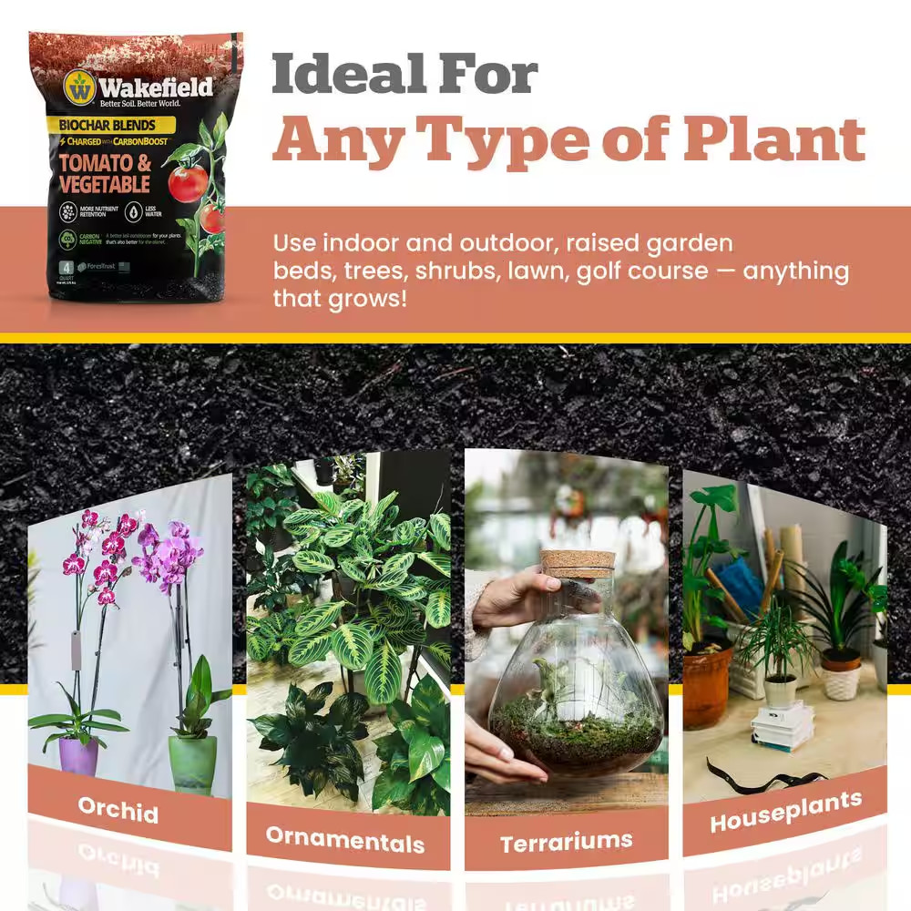 Biochar Blend with Carbonboostfor Tomatoes and Vegetables, Soil Amendment-4 Qt.