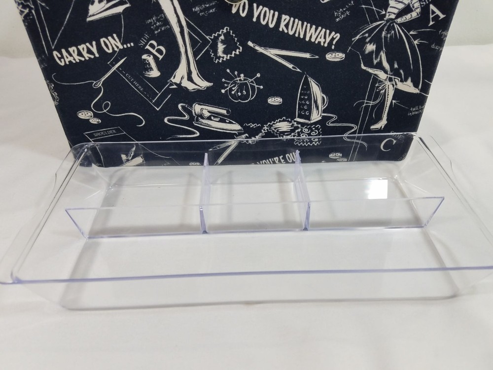 Project Runway Black & White Sewing Basket Case Organizer With Handle & Tray