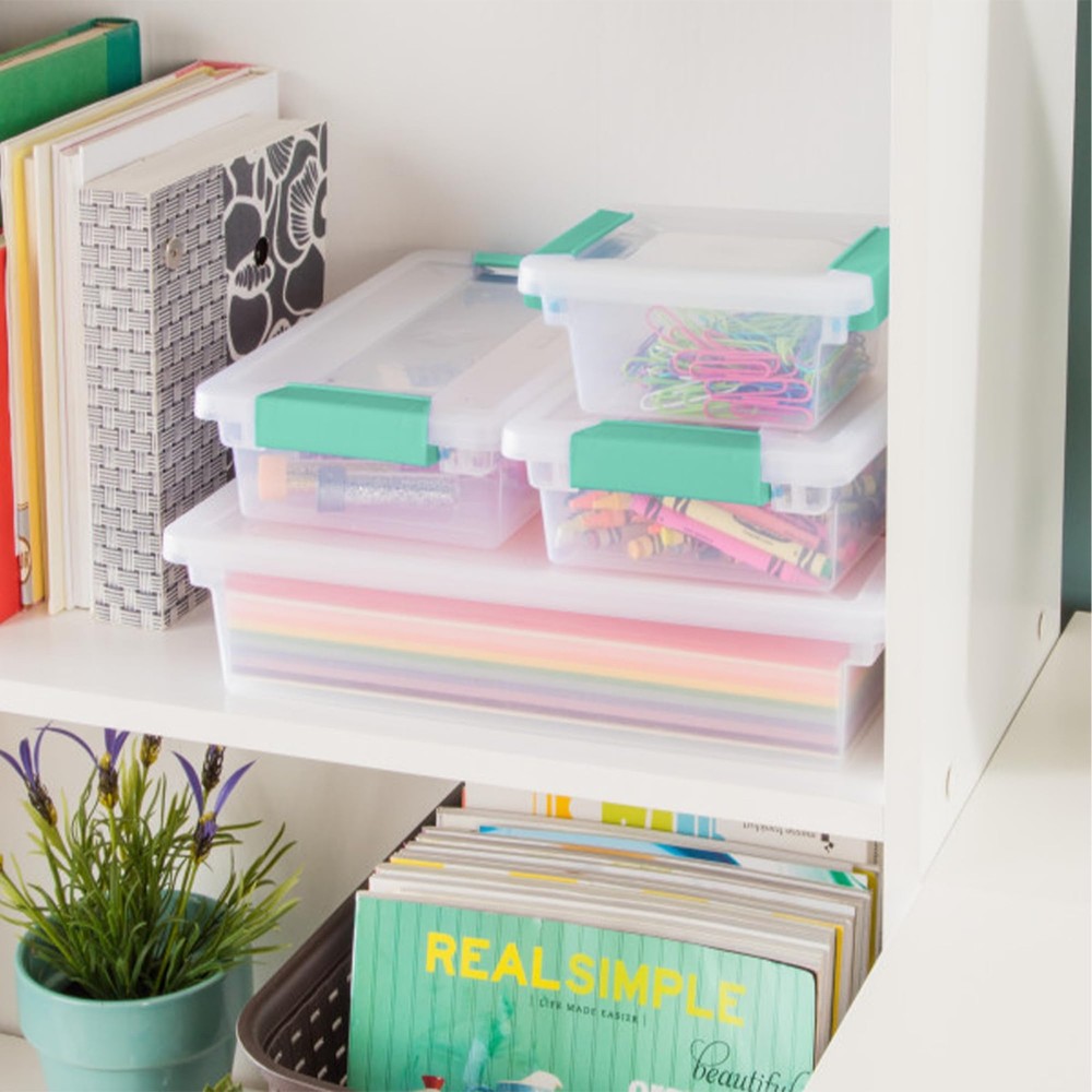 Sterilite Clip Box, Stackable Small Storage Bin with Large, Clear/Transparent