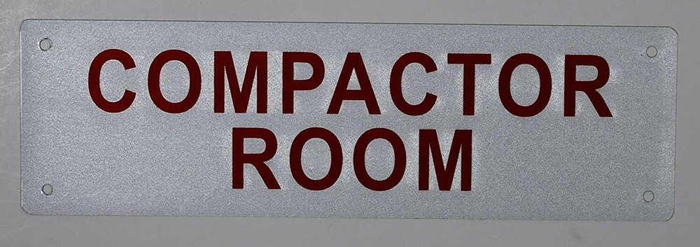 Compactor Room Sign (White, Reflective, Aluminium 10x3)-REF24-1027