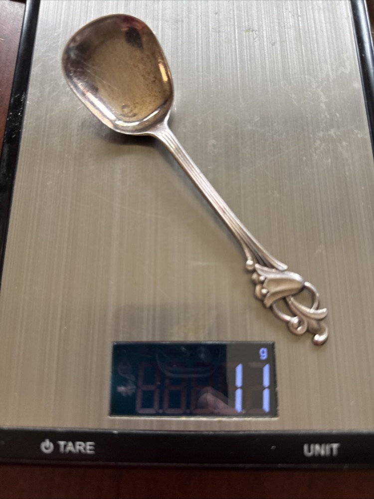ANTIQUE SOLID SILVER 830s NORWAY TH MARTHINSEN BLUEBELL SERVING SUGAR SPOON