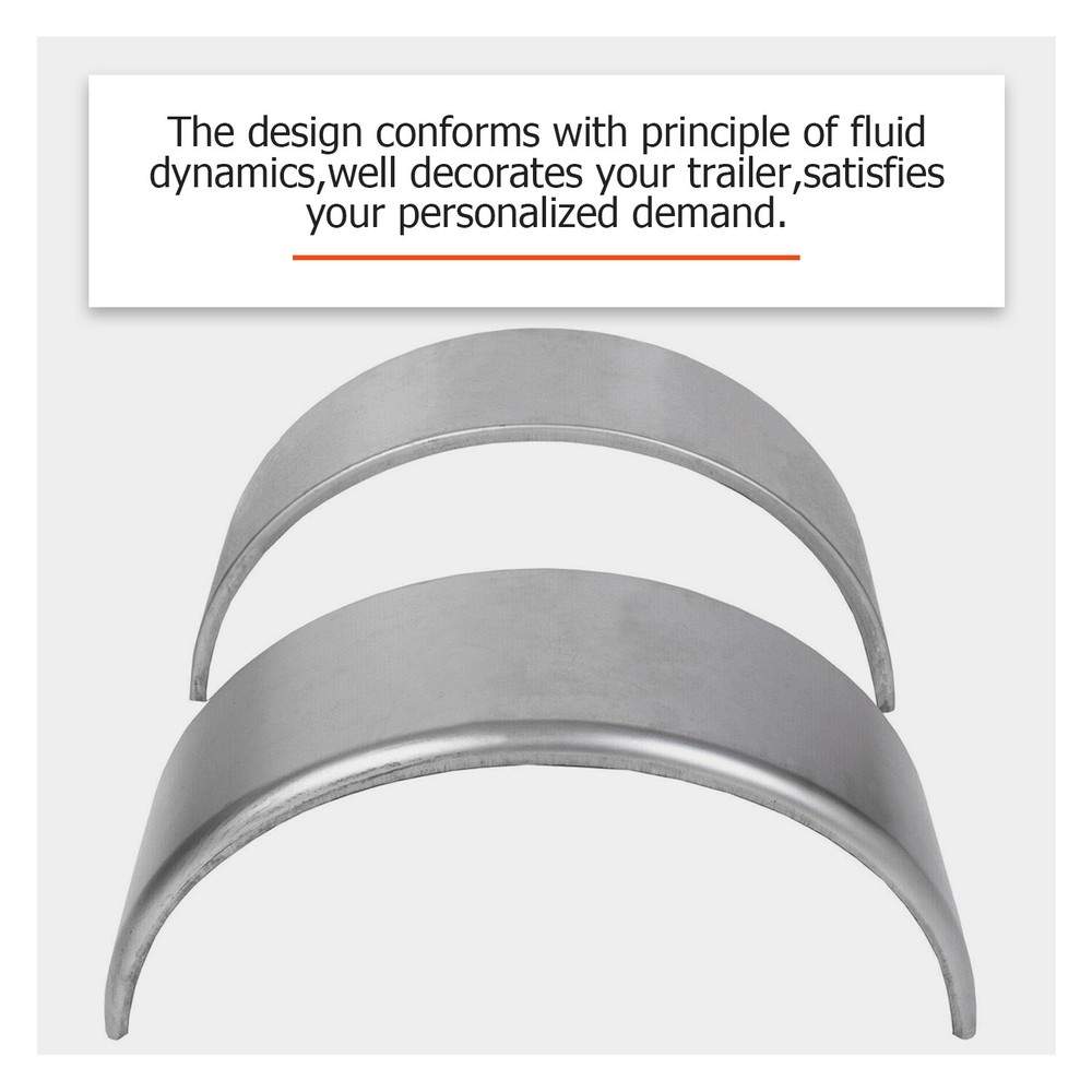 Pair of Steel Round Single Axle Trailer Fenders & Backs For 14" 15'' 16" Wheel