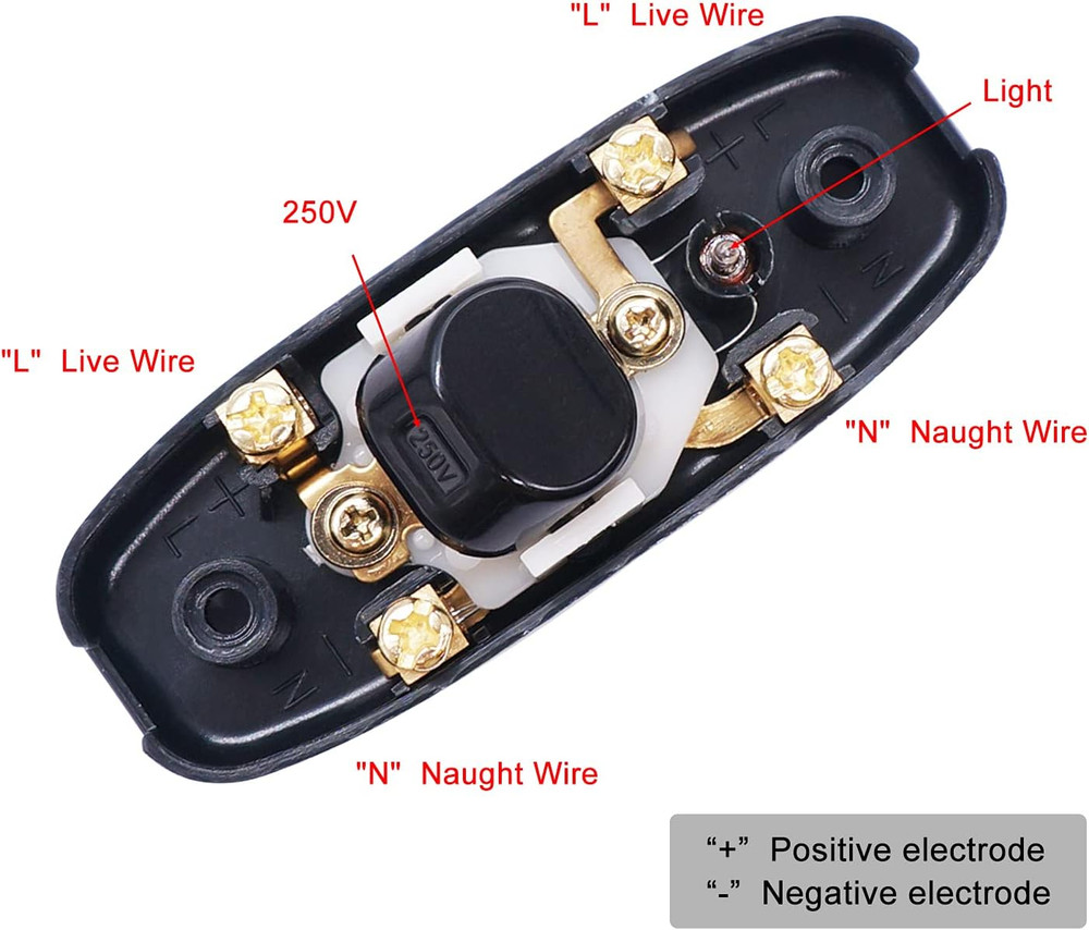 3 PCS Inline Cord Switch Appliance Button On/Off 10A 250V Inline Power Switch wi