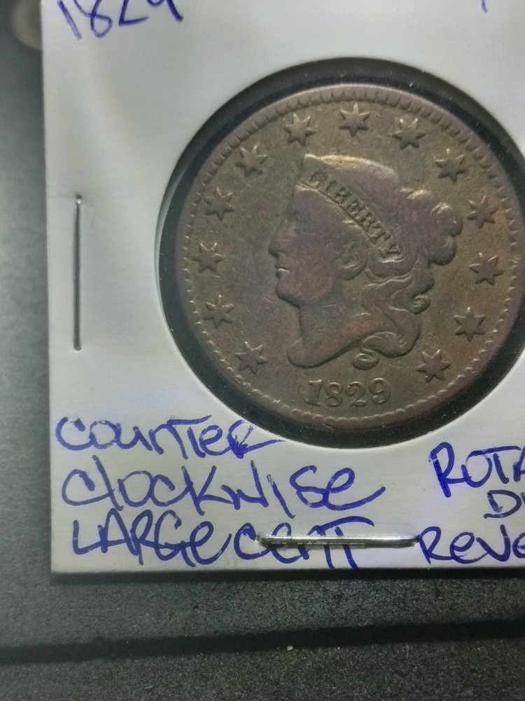 F-1829 RB LARGE CENT w/counter clockwise rotated die on reverse