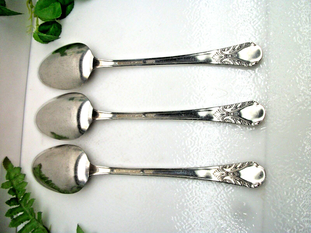 3 International Rogers AVALON Cabin Silverplate Solid Serving Spoons 1940