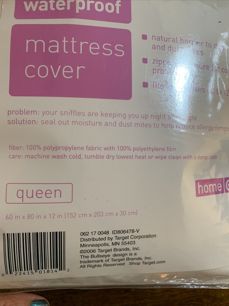 Queen Mattress Cover AllerEase Waterproof Allergy Protector Zippered NEW Target