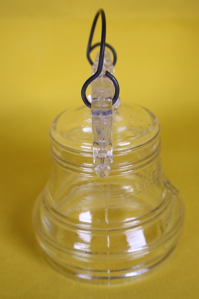 Liberty Bell Clear Glass with Wire Handle Candy Container No Screw Cap