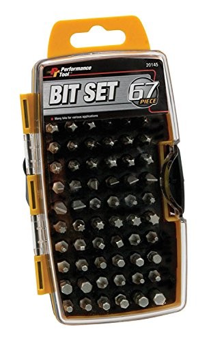 Performance Tool 20145 67 Piece Bit Set With Clear View Storage Case