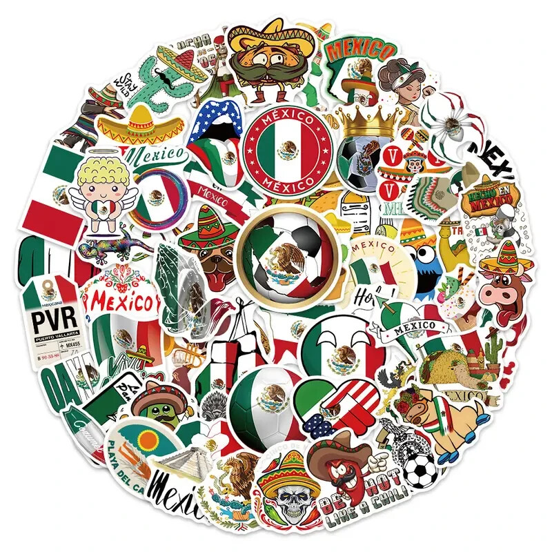 Assorted Mexican Flag Sticker Pack - 20 Pcs - Decals for Laptops Phones