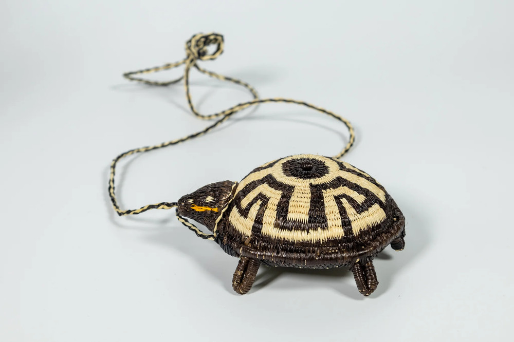 Black And White Turtle Purse Woven Basket