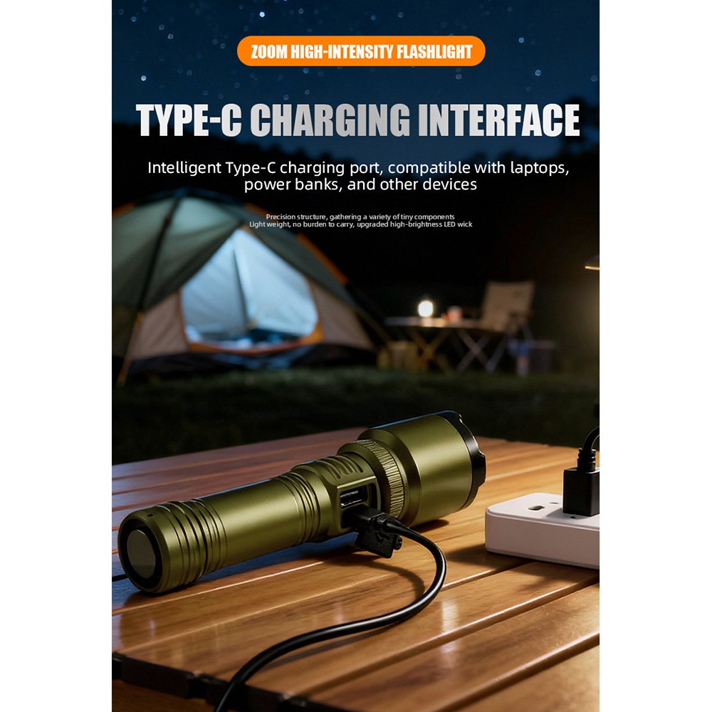 LED Outdoor Flashlight Fire Lens Fire Start Emergency Jungle Forest🏞️ NEW