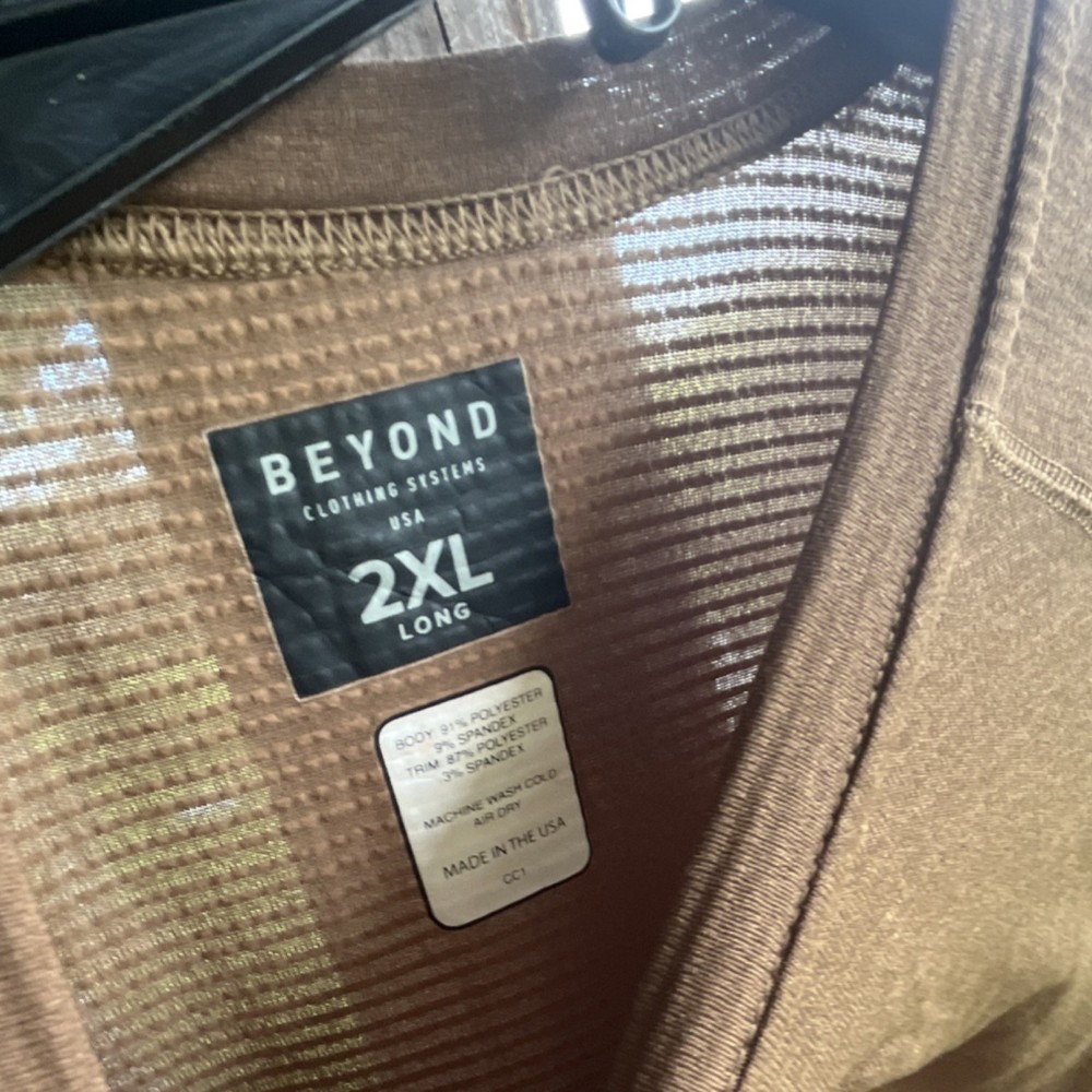 Beyond Clothing A1 Aether Long Sleeve Crew Pullover Base Layer Coyote 2XL