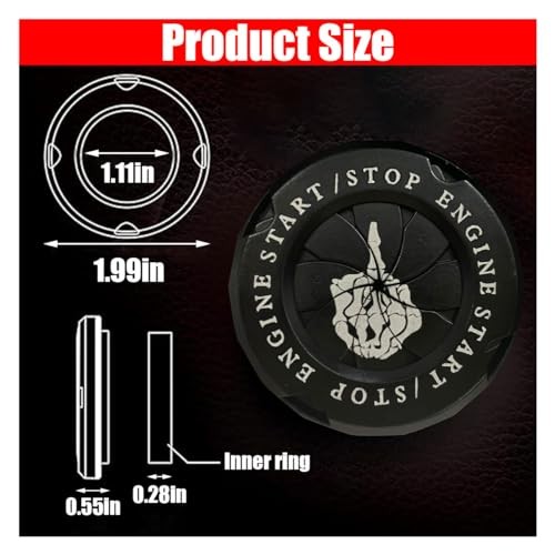 Car Push Start Stop Button Protector, Rotary Ignition Middle Finger - Black