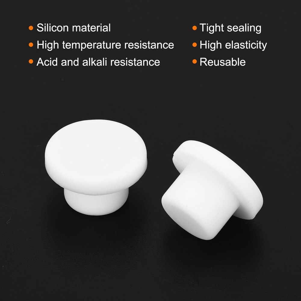 16 PCS 21mm White T-Shaped Solid High Temp Silicone Plugs for Coating Plating
