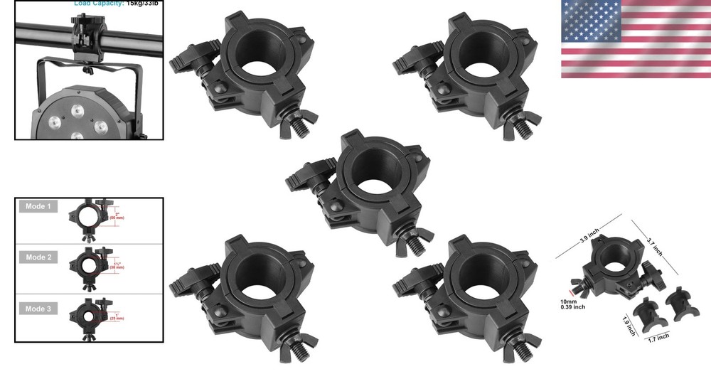 Universal Stage Light Clamp Set - 5 Pack Plastic Hooks