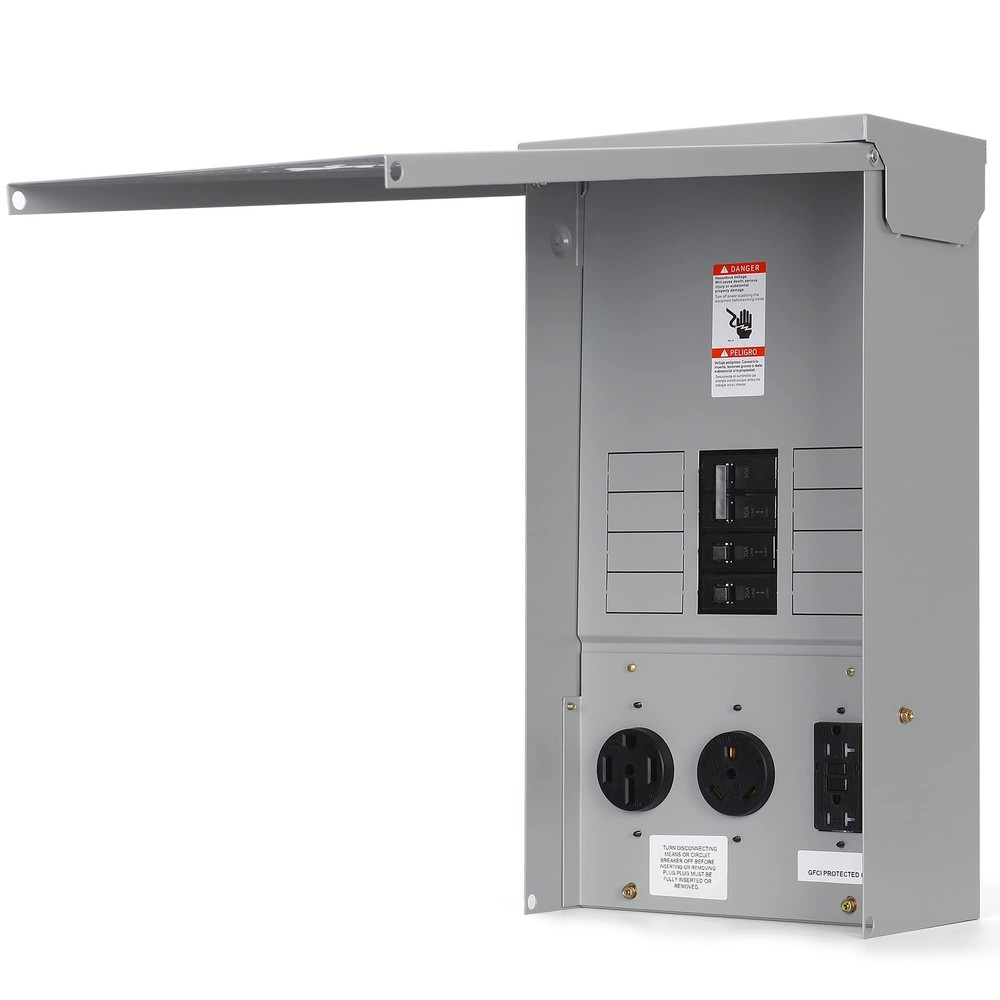 20/30/50 Amp Weatherproof RV Electrical Outlet Panel with Breaker