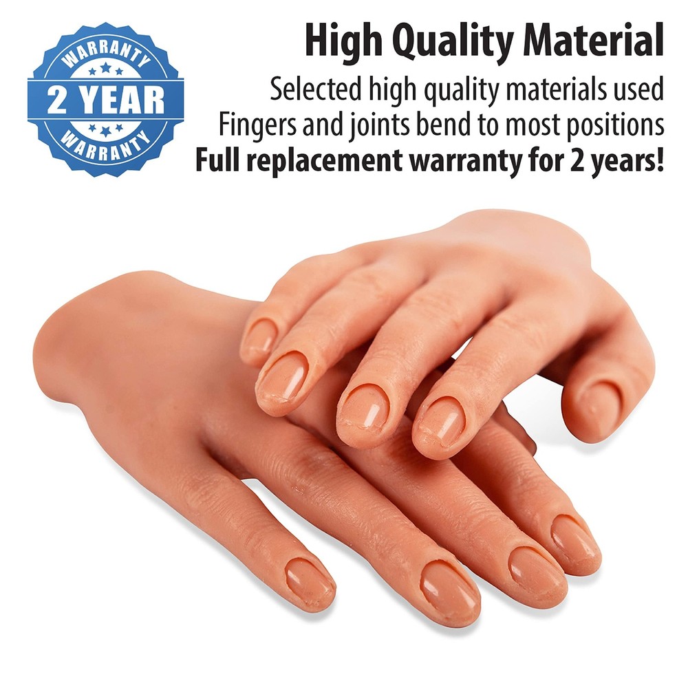 Professional Silicone Practice Half Hand for Acrylic Nails by - Poseable Half...
