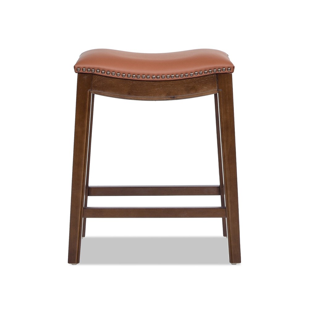Barlow 24.5" Top Grain Leather Backless Saddle Counter Stool