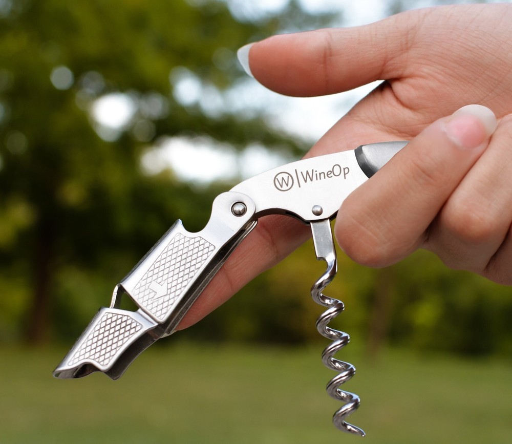 Professional Double Hinged Wine Bottle Opener Corkscrew Key | 2 Silver Handle