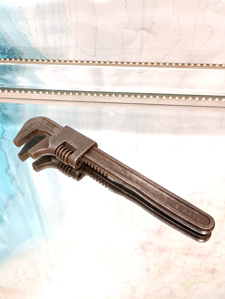 Vintage Auto Wrench Adjustable Monkey Pipe Adjustable Spanner Wrench #9