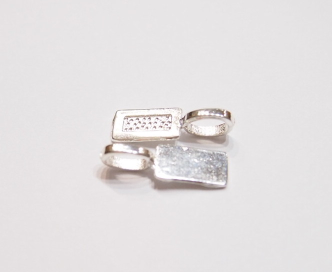 20 Medium Silver Plated Rectangle Glue Bails, 4 Pendants, Cameos, Cabs or Glass