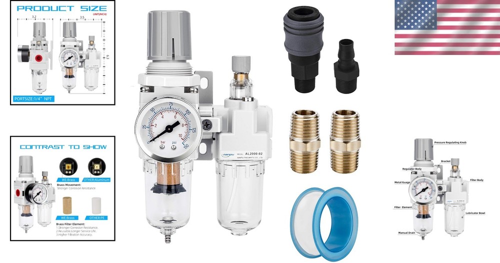 1/4" NPT Air Filter Regulator Lubricator Combo - 150 psi