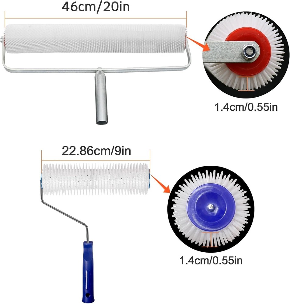 Self Leveling Cement Tool kit, Spiked Roller with Extension Pole for Self