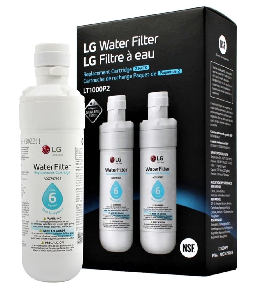 LG LT1000P2 6-Month / 200 Gallon Refrigerator Replacement Water Filter, Reduces
