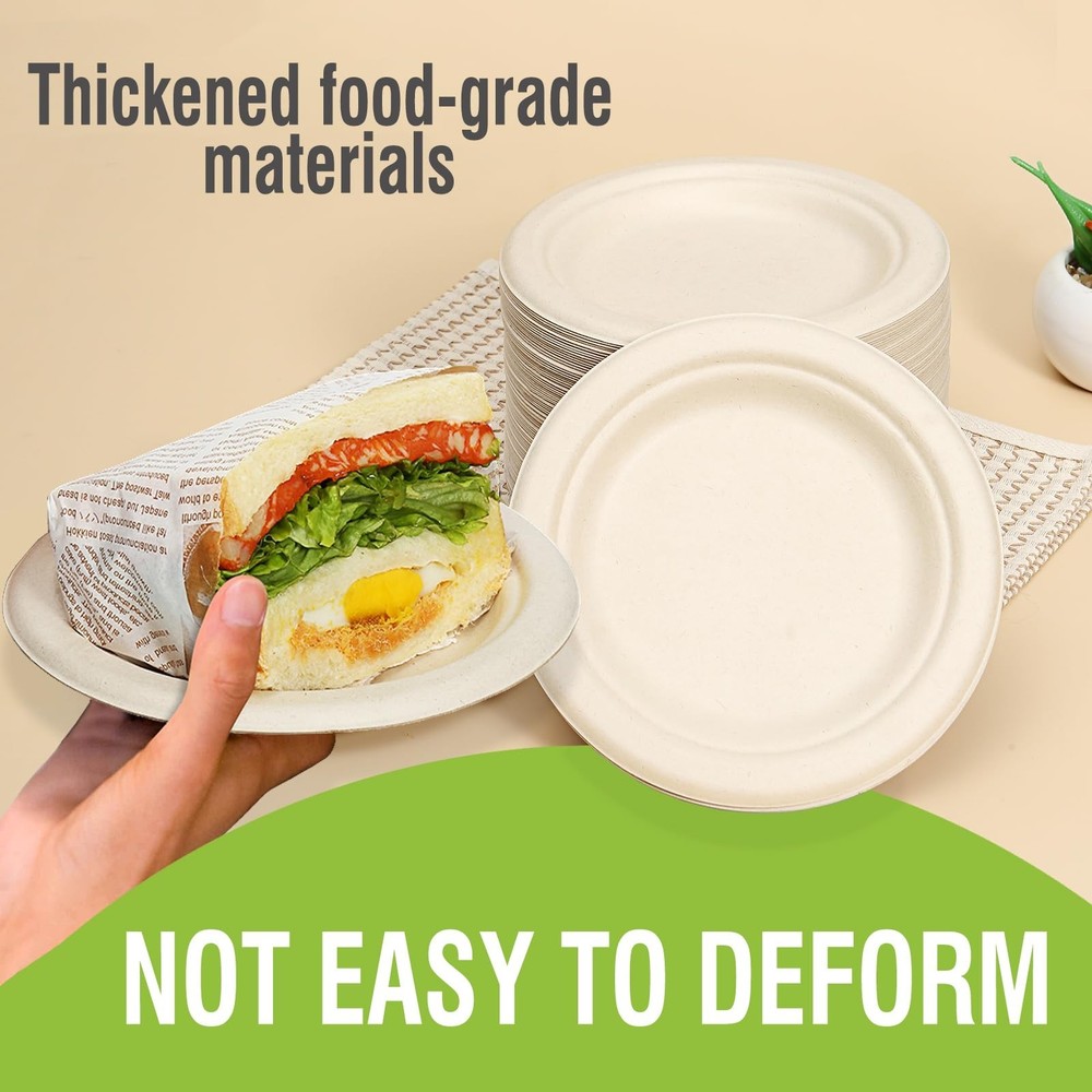 6 Inch Small Paper Plates Disposable - Biodegradable Compostable Appetizer Pl...