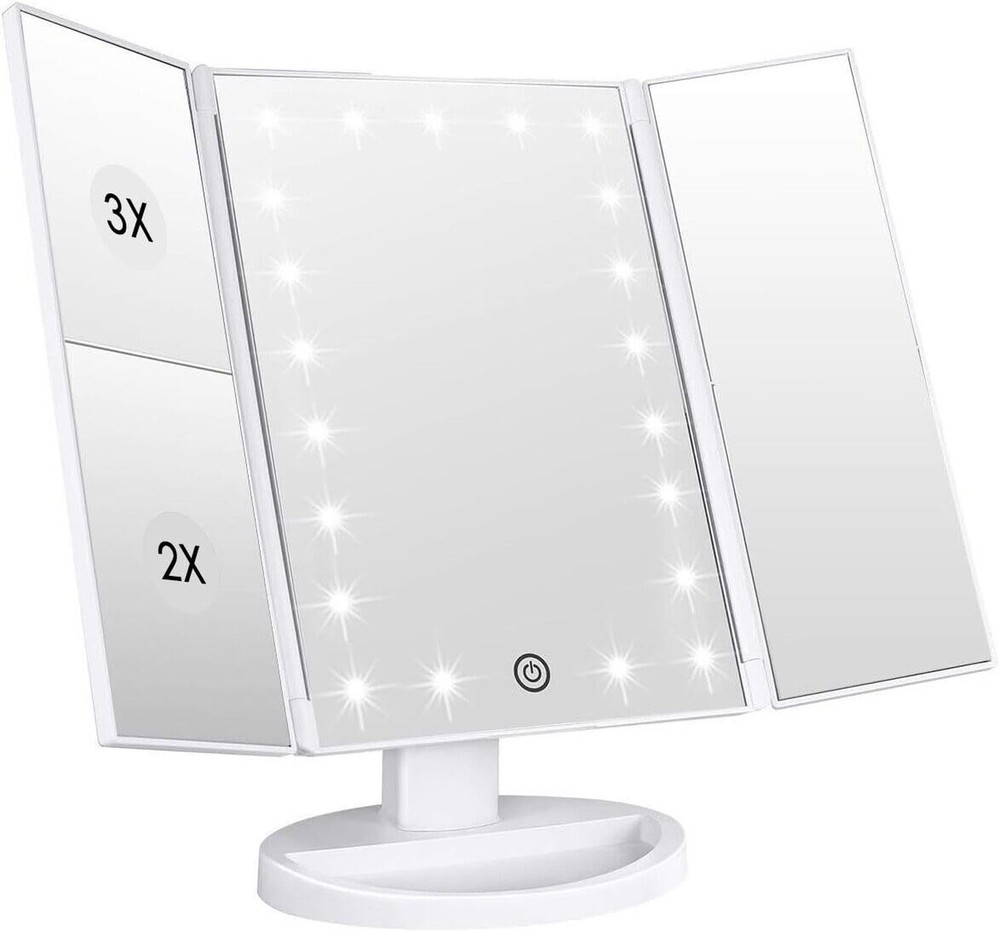 WEILY Makeup Vanity Mirror with 21 LED Lights and Touch Screen, Tri-Fold 1x 2...
