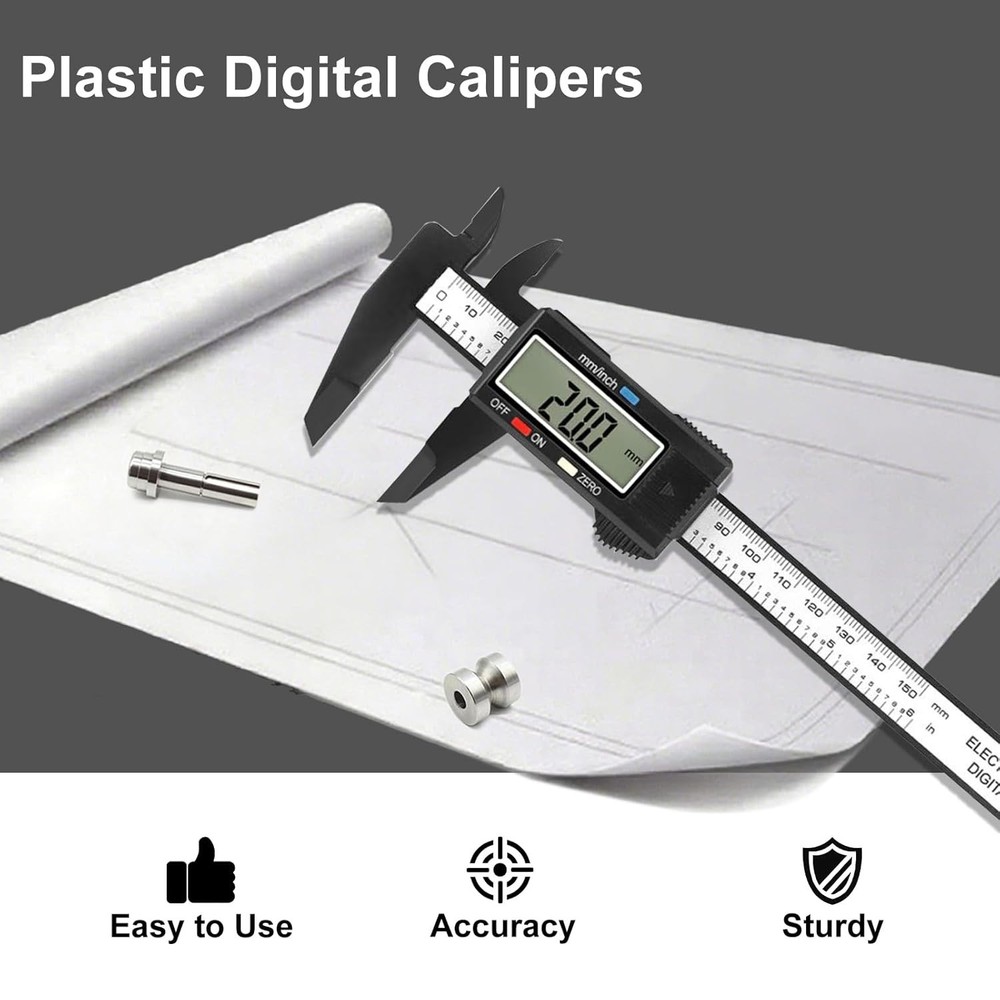 User-Friendly 6" Digital Caliper with Auto Shut-Off & Zero Setting Function
