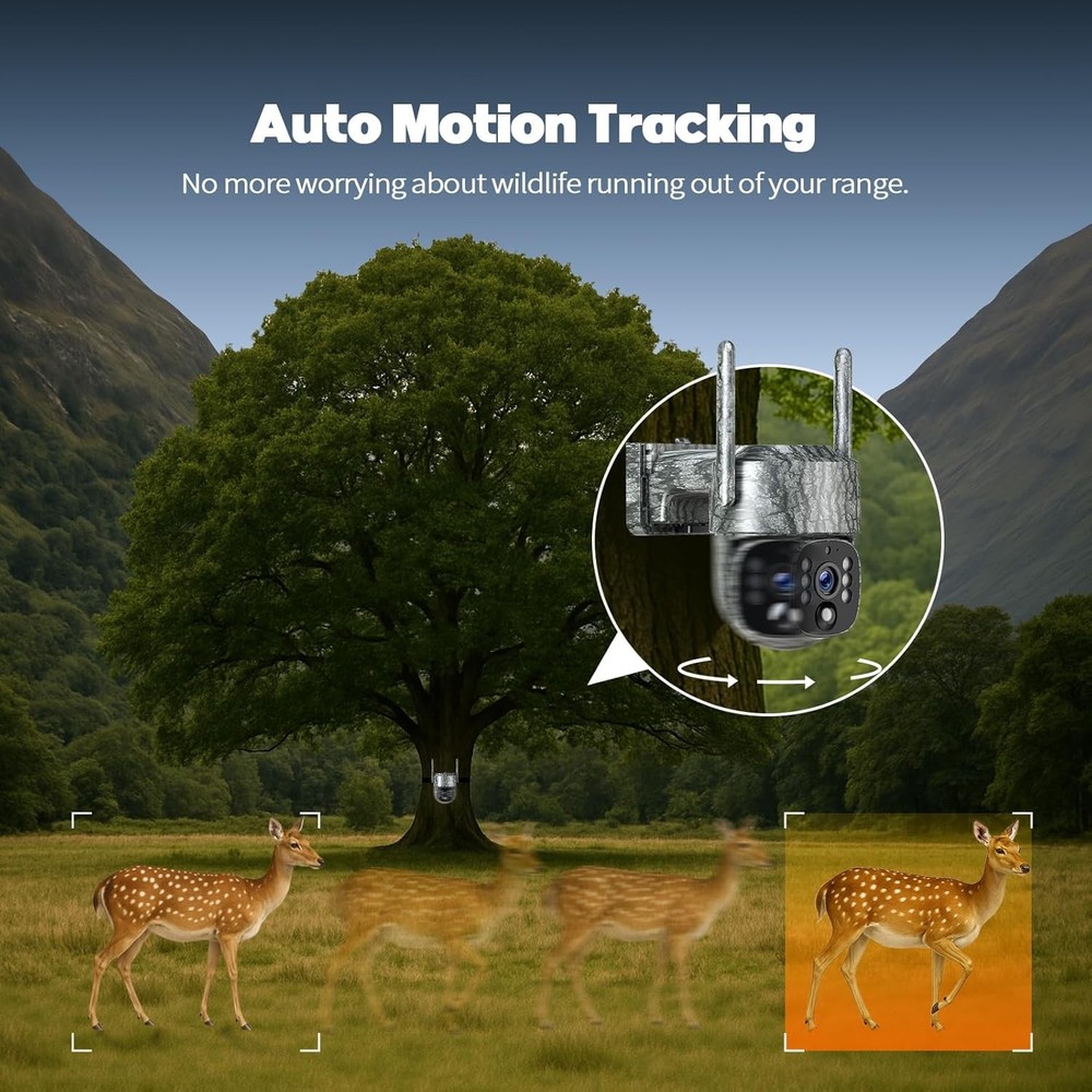 4G LTE Game Trail Camera with Solar Panel Motion Activated 360° View US SIM Card