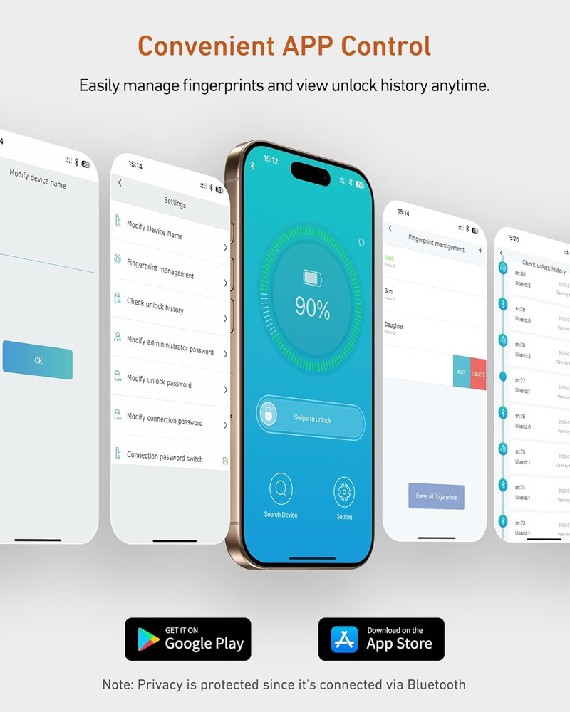 Biometric Gun Safe w/ Security Cable, Quick Access Fingerprint Keypad