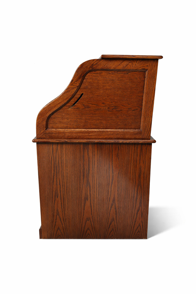 Winners Only Oak Roll Top Desk w/ Organizer Drawers & Pull-Out Slides – Solid Wo