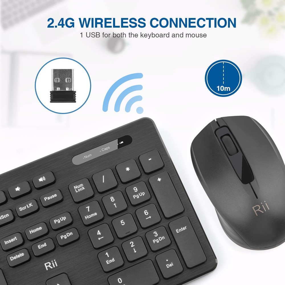 Wireless Keyboard and Mouse Combo - Standard Office PC Keyboard and Optical W...