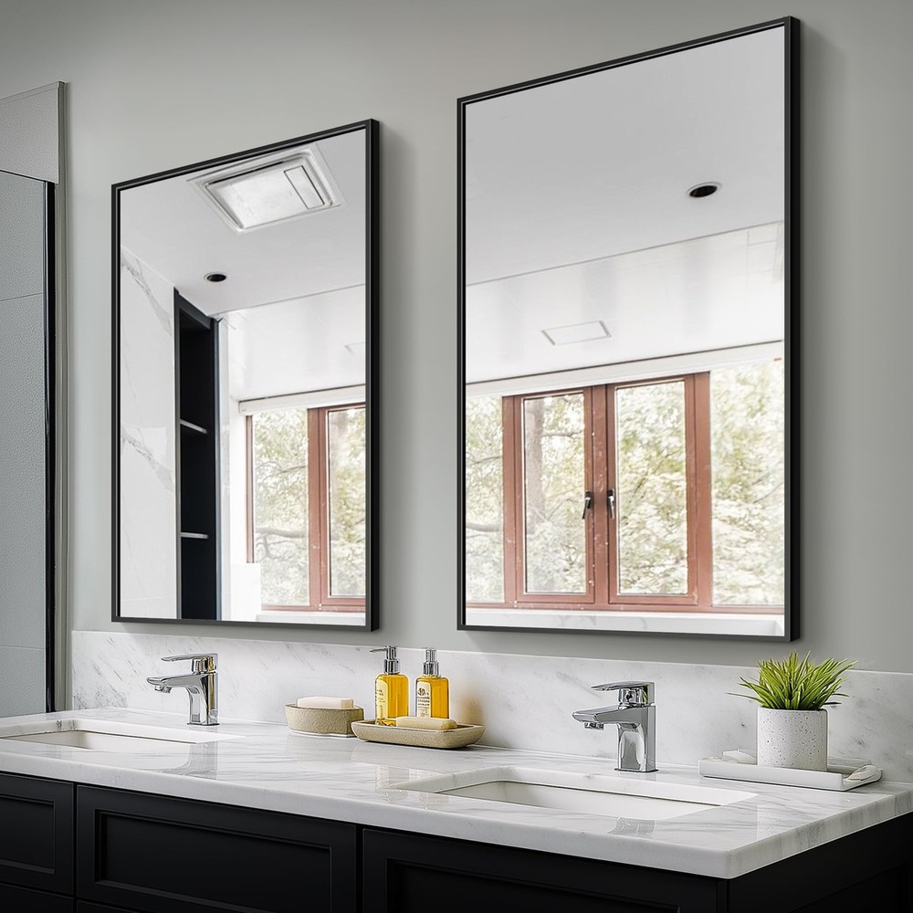 Bathroom Vanity Mirror for Wall, 2 Pack 36" x 24" Metal Framed Rectangular Ba...